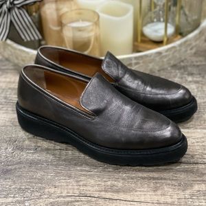 Aquatalia Women’s Size 9 Kelsey Bronze Leather Platform Loafer Shoe